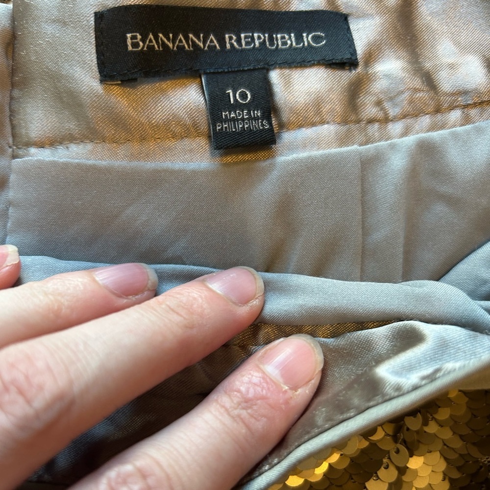 Banana Republic Matte Silver Sequin Pencil Skirt 10 Glam Holiday NYE - Picture 11 of 11